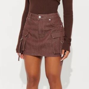 NEW Fashion Nova Brown Cargo Mini Skirt